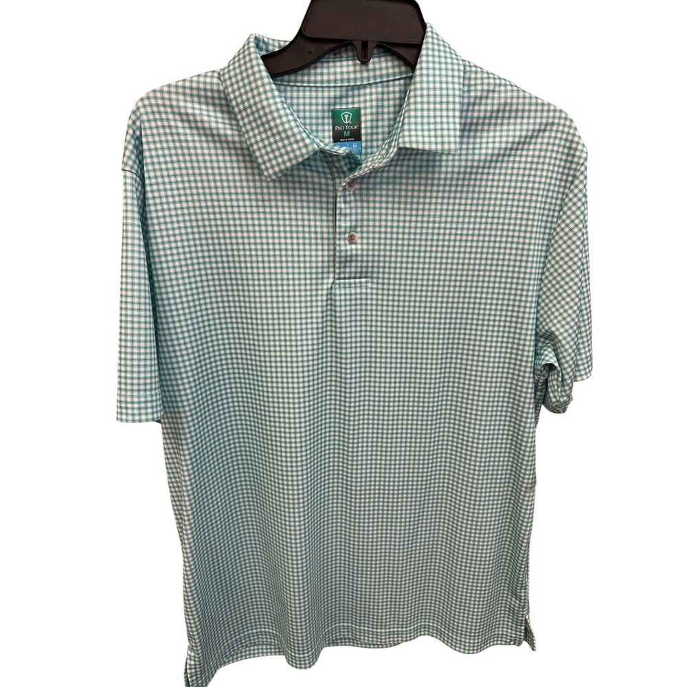 Pro Tour Golf‎ Polo Shirt Coolplay Gingham Check Moisture Wicking Medium